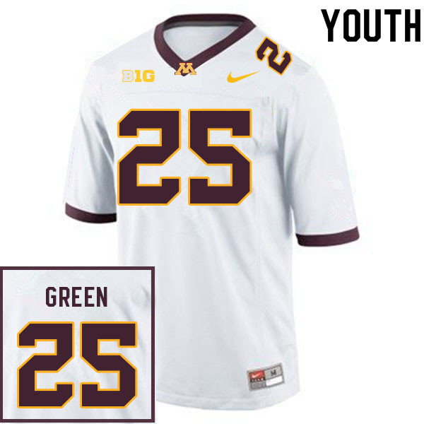 Youth #25 Darius Green Minnesota Golden Gophers College Football Jerseys Sale-White - Click Image to Close